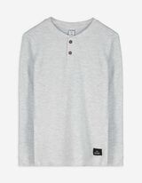 Langarmshirt - Henley-Ausschnitt - grau