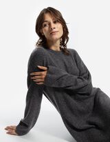 Pletena obleka - Dolžina do teleta - temno siva