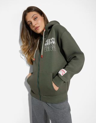 Sweatjacke - Print - gr&uuml;n