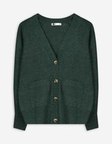 Strickjacke - Aufgesetze Taschen - grün