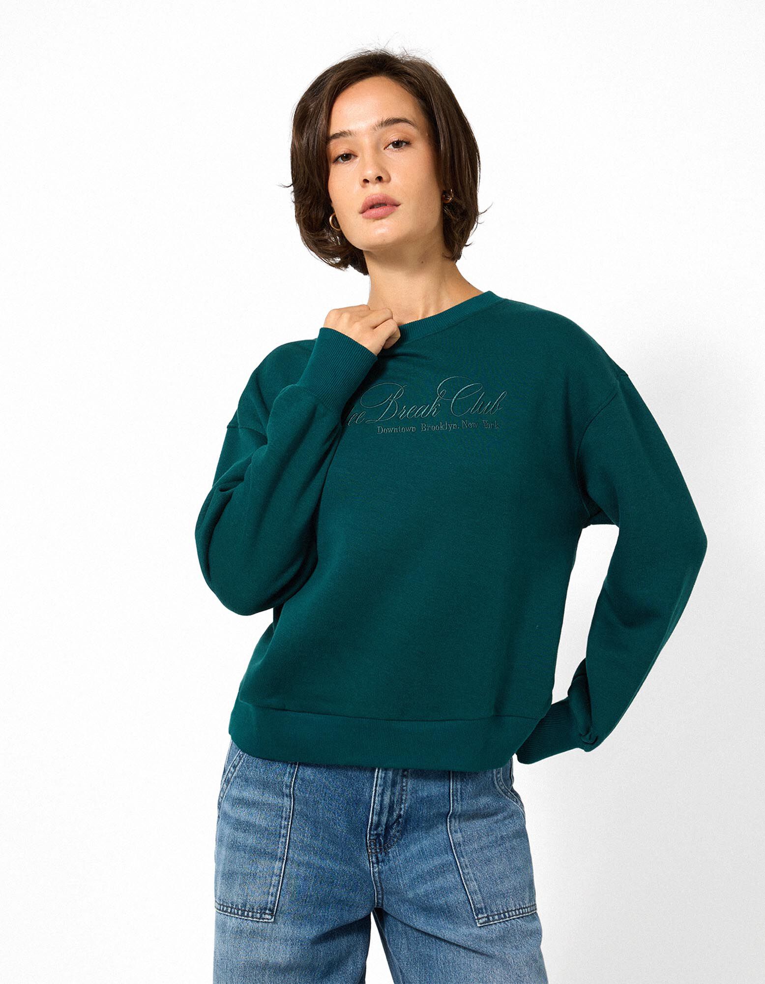 Sweatshirt - Ballon&auml;rmel - Petrol