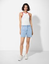 Top - Rippenstruktur - weiß