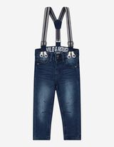 Jeans - Bretele - Albastru inchis
