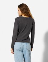 Langarmshirt - Frontprint - dunkelgrau