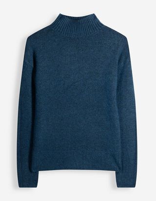 Strickpullover - Mockneck - Dunkelblau