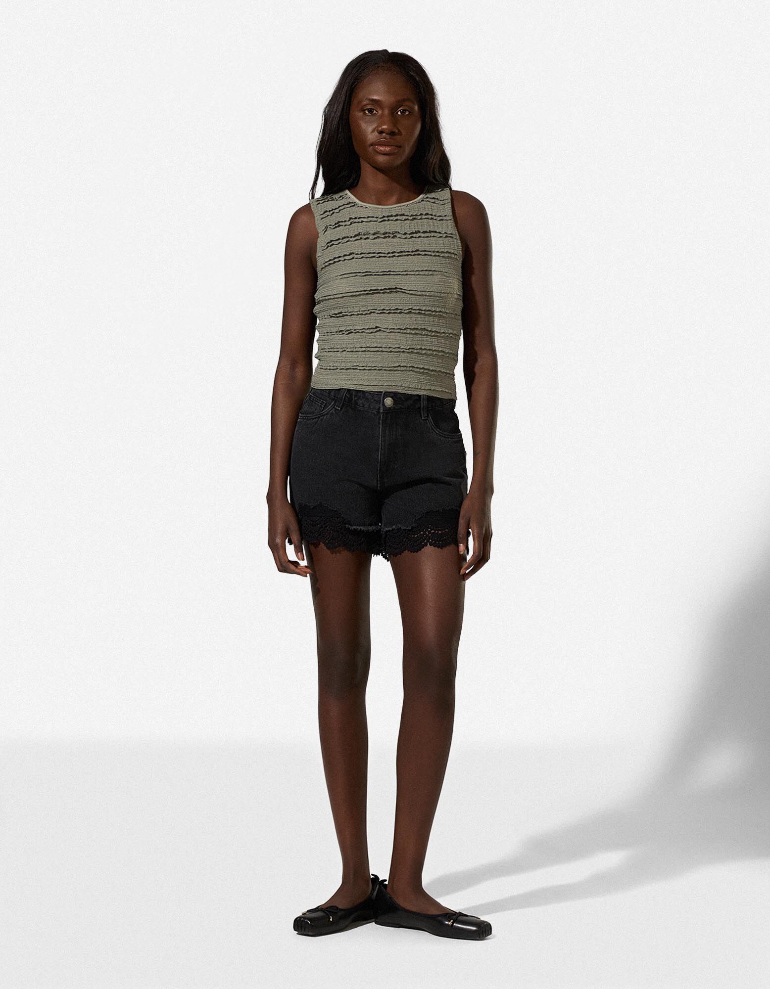 Cropped Top - Spitze - Gr&uuml;n