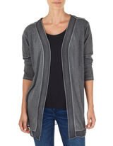 Damen Longcardigan mit Chiffonbesatz