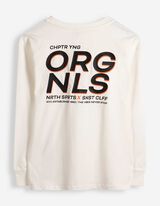 T-shirt &agrave; manches longues - Coupe oversize - Blanc cass&eacute;