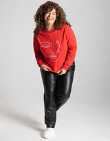Sweatshirt - Borduursels - rood