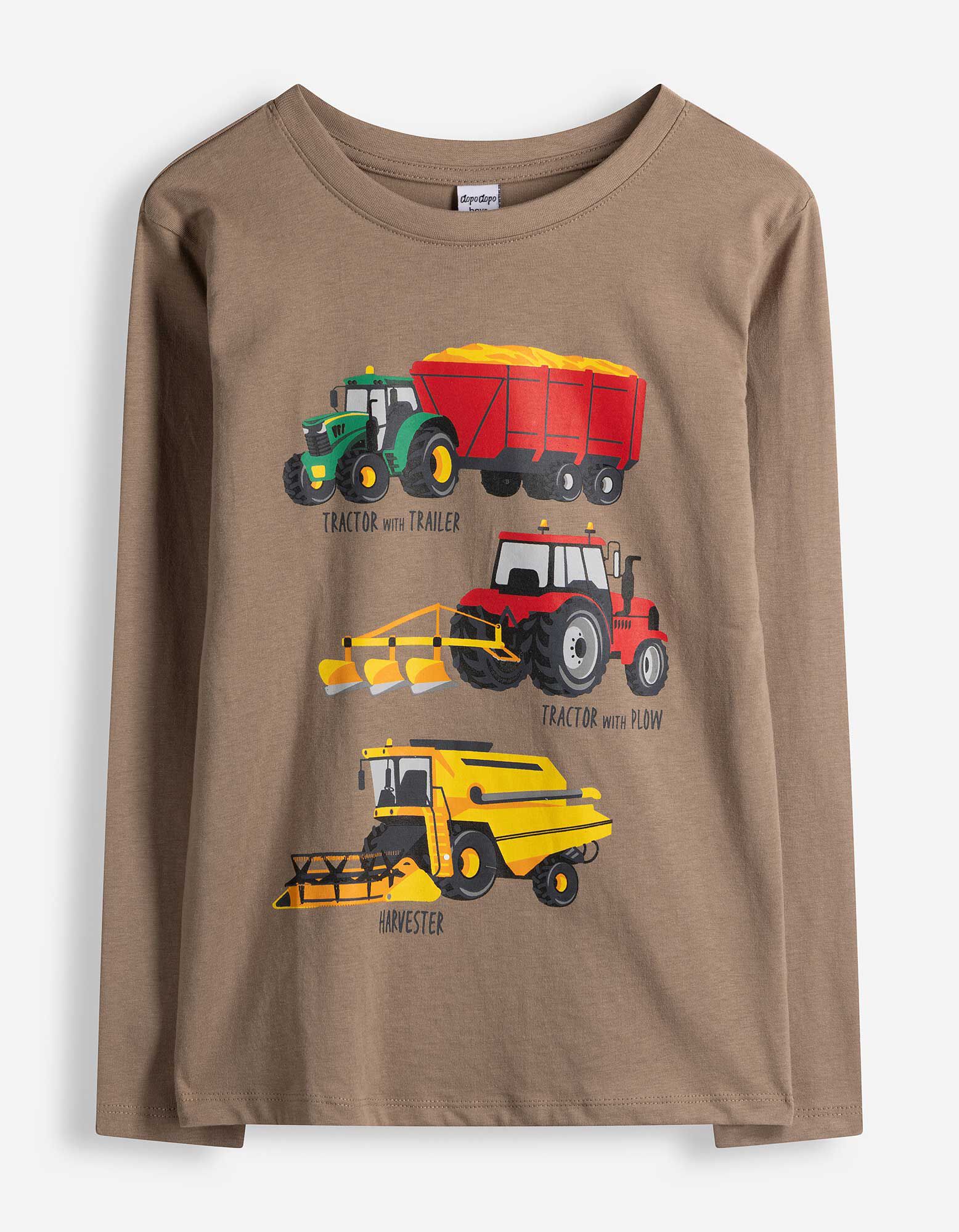 Langarmshirt - Frontprint - Taupe