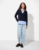 Blouseshirt - Katoenmix - donkerblauw