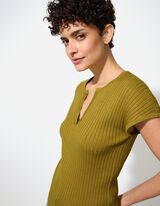 Gebreid overhemd - Viscosemix - groen