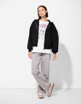 Cipzáros melegítőfelső - Zsinóros kapucni - fekete