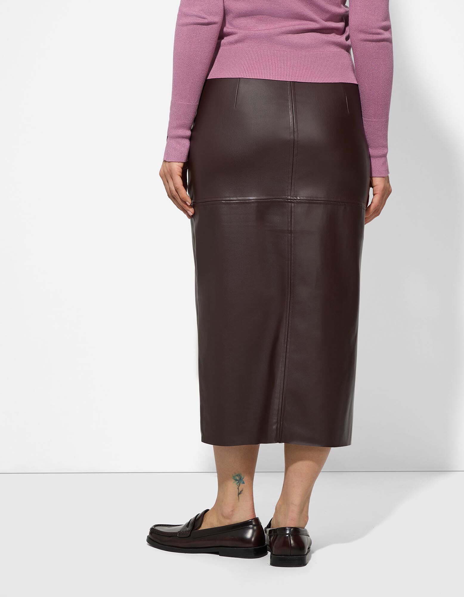 Fustă - Piele sintetică - Roșu închis - Takko Fashion