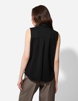 blousetop - Linnenlook - zwart