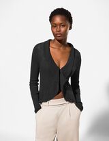 Cardigan - Pointelle - schwarz