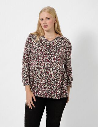 Blusenshirt - Allover-Print - Beige