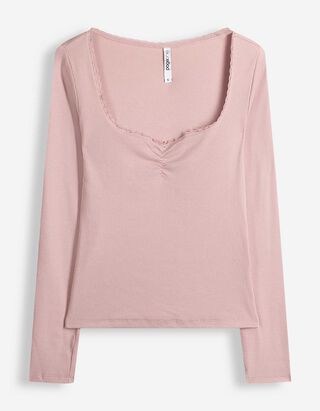 Longsleeve - Met kant - Lichtpaars