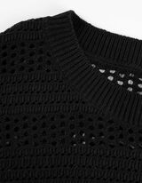 Pulover de tricot - Tricot perforat - Negru