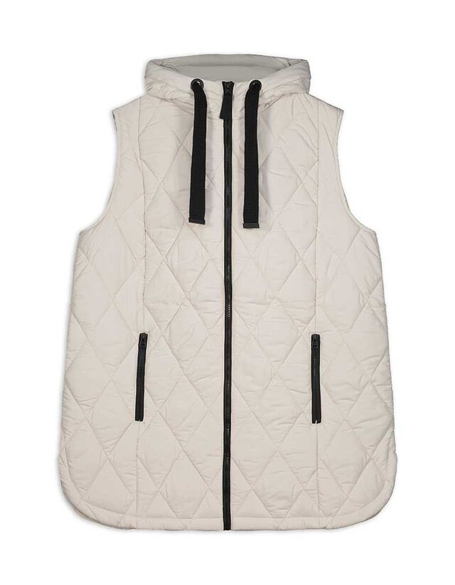 Sleeveless Steppweste Damen Beige Zara Gilet Lange Steppweste