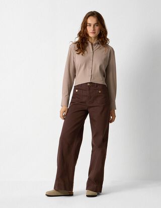 Jeans - Wide Fit - Dunkelbraun