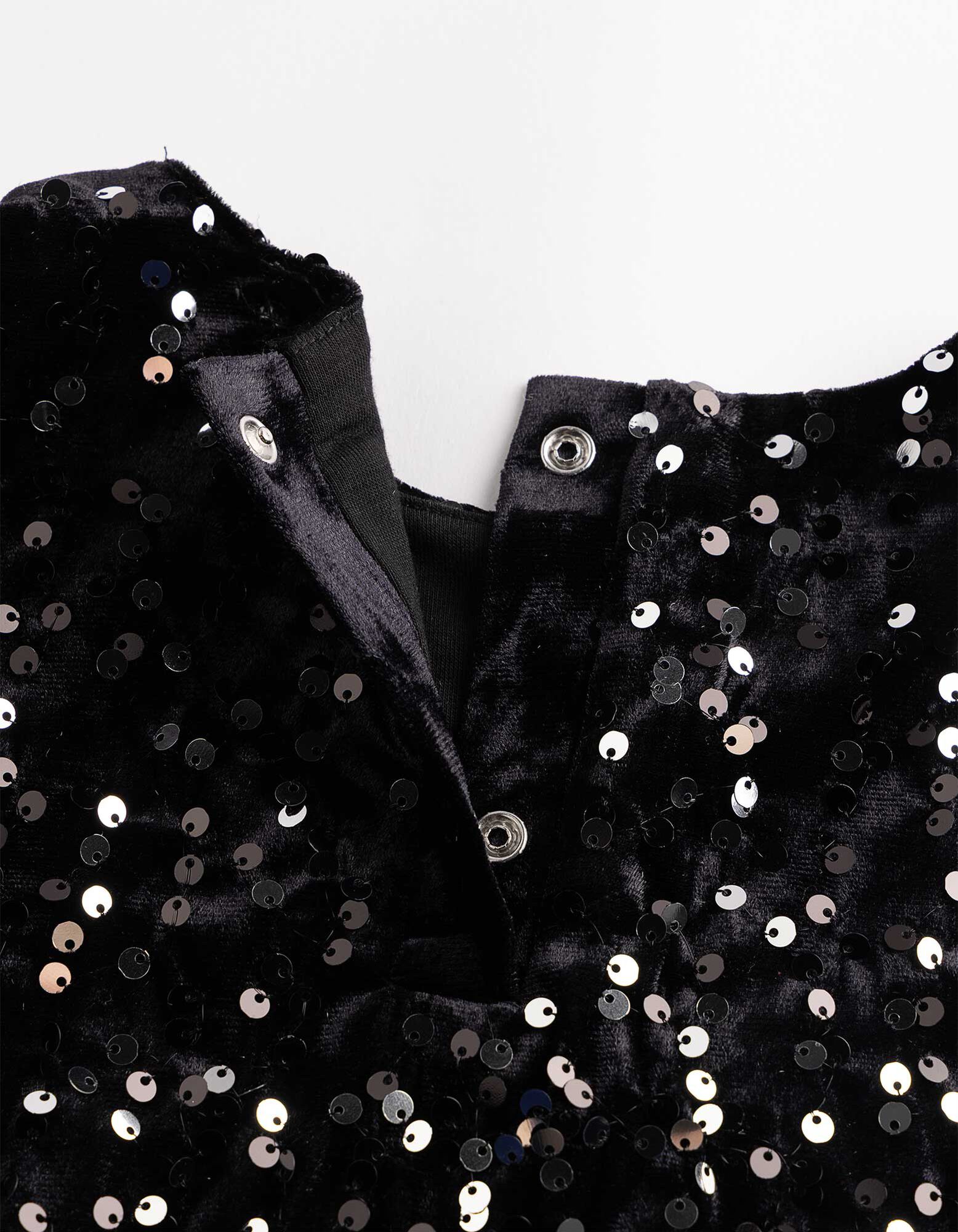 Kleid - Paillettenbesatz - Schwarz