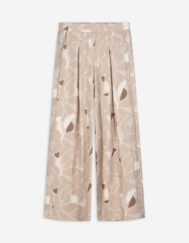 Palazzohose - Allover-Print - beige
