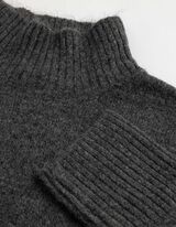 Pleten&yacute; sveter - Mockneck - Tmavosiv&aacute;