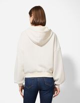 Sweatjacke - Kapuze mit Tunnelzug - weiß