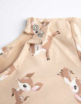 Hossz&uacute; ujj&uacute; felső - Elsz&oacute;rt nyomott minta - b&eacute;zs