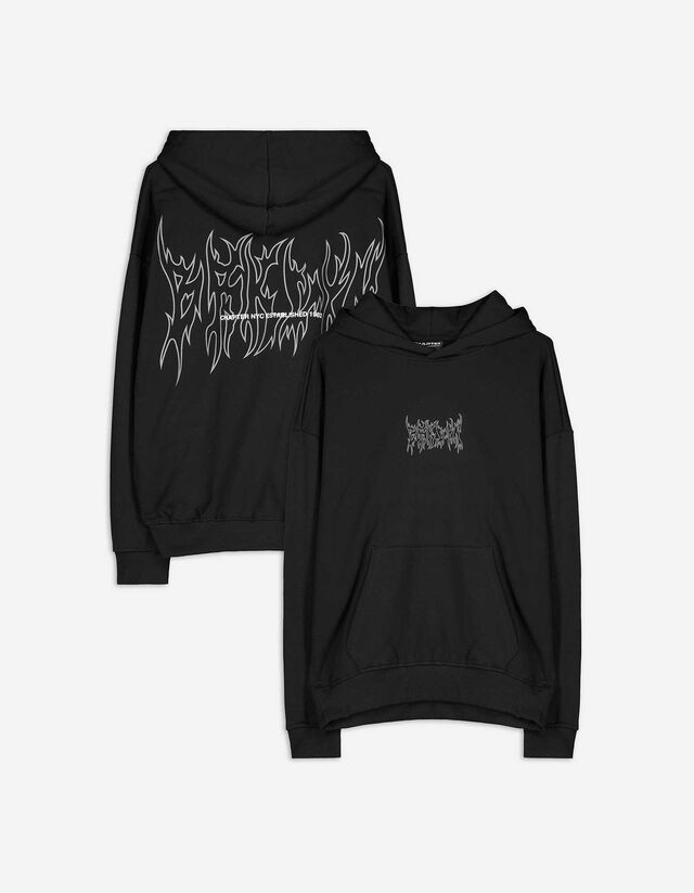 bluza z kapturem - Tylny nadruk - czarny