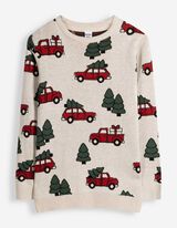 Longpullover - gemustert - Beige
