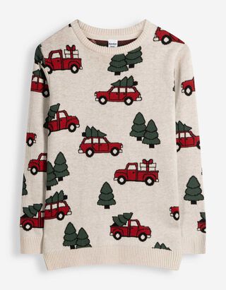 Longpullover - gemustert - Beige