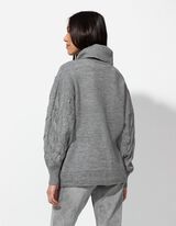 Longpullover - Rollkragen - grau