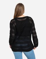 Pulover de tricot - Tricot perforat - Negru