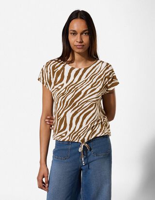 T-Shirt - Florales Muster - braun