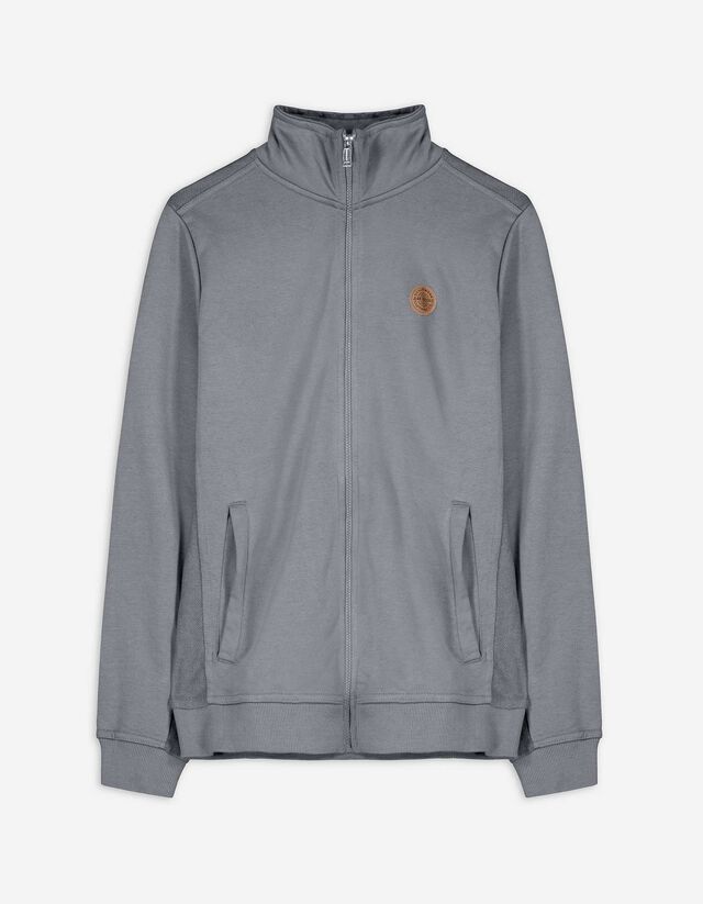 Sweatvest - Label - donkergrijs