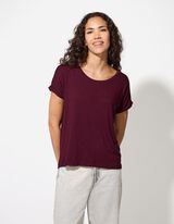 Majica kratek rokav - Viskozna mešanica - temno vijolicna
