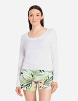 Langarmshirt - Baumwoll-Mix - wei&szlig;