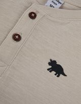 Langarmshirt - Knopfleiste - beige