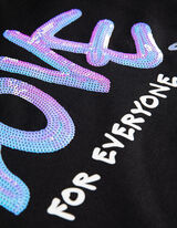 Felpa con cappuccio - Inserto di paillettes - nero