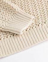 Strickpullover - Gerippte Abschlüsse - weiß