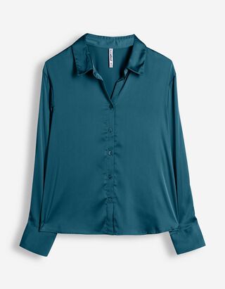 Blouse - Satijn - Donkerblauw