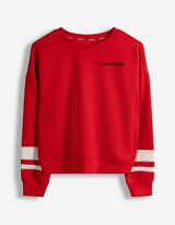 Sweatshirt - Kontrasteins&auml;tze - rot