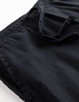 Hose - Leinen-Optik - schwarz