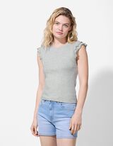 Top - Volants - hellgrau