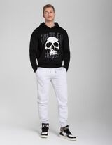 Pulover s kapuco - Potisk - crna