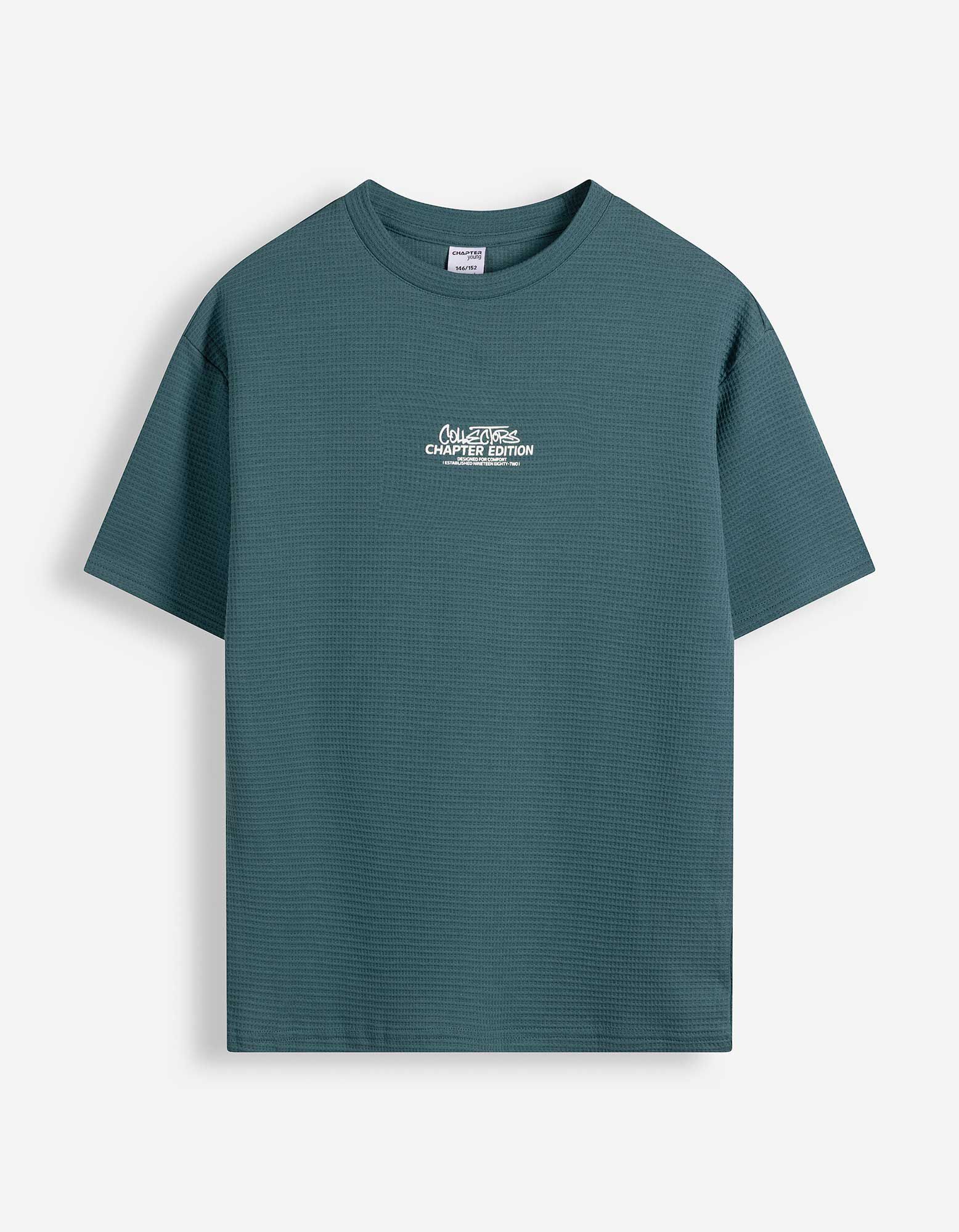 T-shirt - Wafelstructuur - Donkergroen