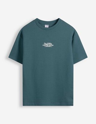 T-shirt - Wafelstructuur - Donkergroen