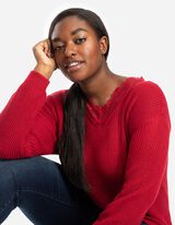 Pulover iz volne - S čipko - rdeca